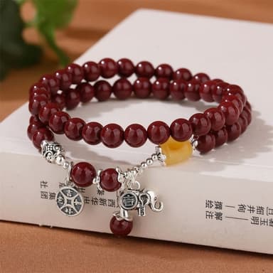 【米蘭精品】現貨+預購 硃砂手鍊朱砂手串吉象吉祥如意6mm雙圈925純銀蜜蠟女飾品聖誕節交換禮物74fq9