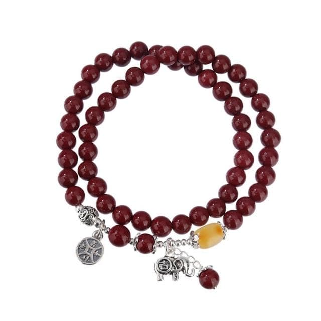 【米蘭精品】現貨+預購 硃砂手鍊朱砂手串吉象吉祥如意6mm雙圈925純銀蜜蠟女飾品聖誕節交換禮物74fq9