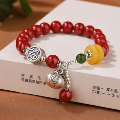 【米蘭精品】現貨+預購 硃砂手鍊朱砂手串8mm純銀福字南瓜女飾品聖誕節交換禮物74fq20