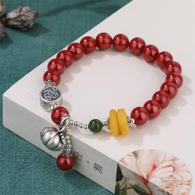 【米蘭精品】現貨+預購 硃砂手鍊朱砂手串8mm純銀福字南瓜女飾品聖誕節交換禮物74fq20