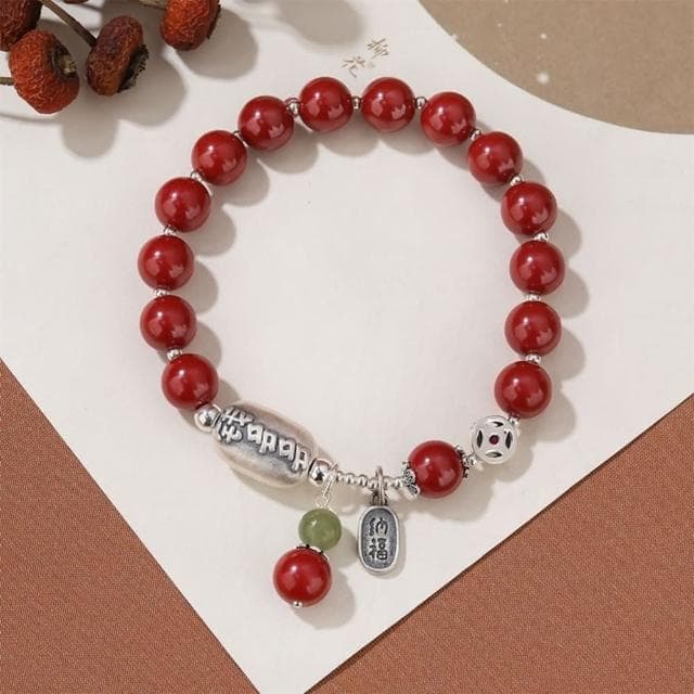 【米蘭精品】現貨+預購 硃砂手鍊朱砂手串8mm925純銀納福招財女飾品聖誕節交換禮物74fq21