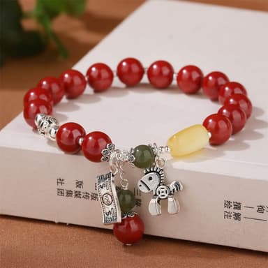 【米蘭精品】現貨+預購 硃砂手鍊朱砂手串8mm馬上有錢925純銀和闐玉女飾品聖誕節交換禮物74fq23