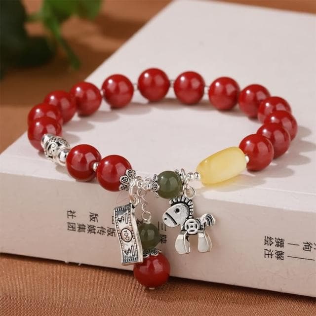 【米蘭精品】現貨+預購 硃砂手鍊朱砂手串8mm馬上有錢925純銀和闐玉女飾品聖誕節交換禮物74fq23