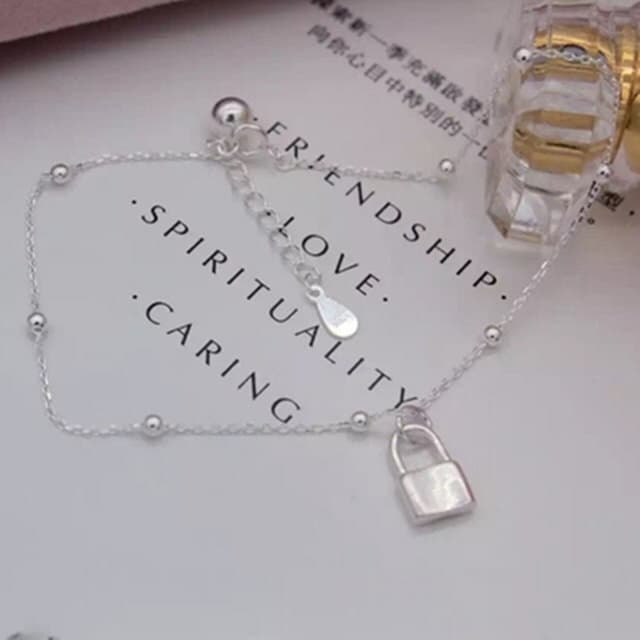 【米蘭精品】現貨+預購 腳鍊流行銀飾品創意光面鎖造型生日情人節聖誕節交換禮物73do35