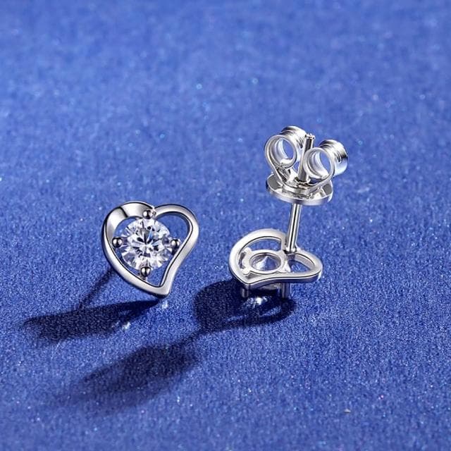 【米蘭精品】現貨+預購 莫桑鑽耳環925純銀耳針0.3ct鏤空愛心聖誕節情人節生日禮物女飾品73yk83
