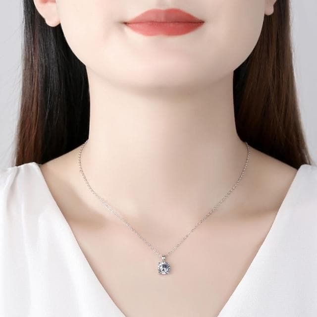 【米蘭精品】現貨+預購 莫桑鑽項鍊925純銀吊墜2克拉8心8箭單鑽聖誕節情人節生日禮物女飾品73yk33