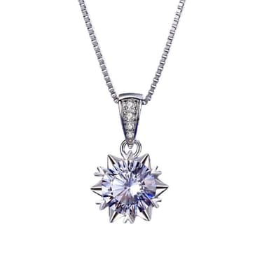 【米蘭精品】現貨+預購 莫桑鑽項鍊925純銀吊墜2ct雪花閃耀時尚聖誕節情人節生日禮物女飾品73yk87