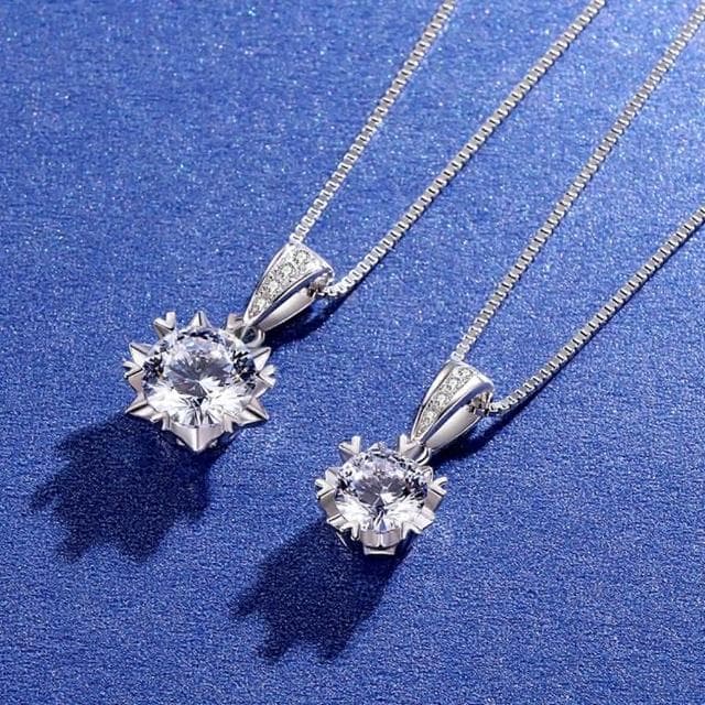 【米蘭精品】現貨+預購 莫桑鑽項鍊925純銀吊墜2ct雪花閃耀時尚聖誕節情人節生日禮物女飾品73yk87