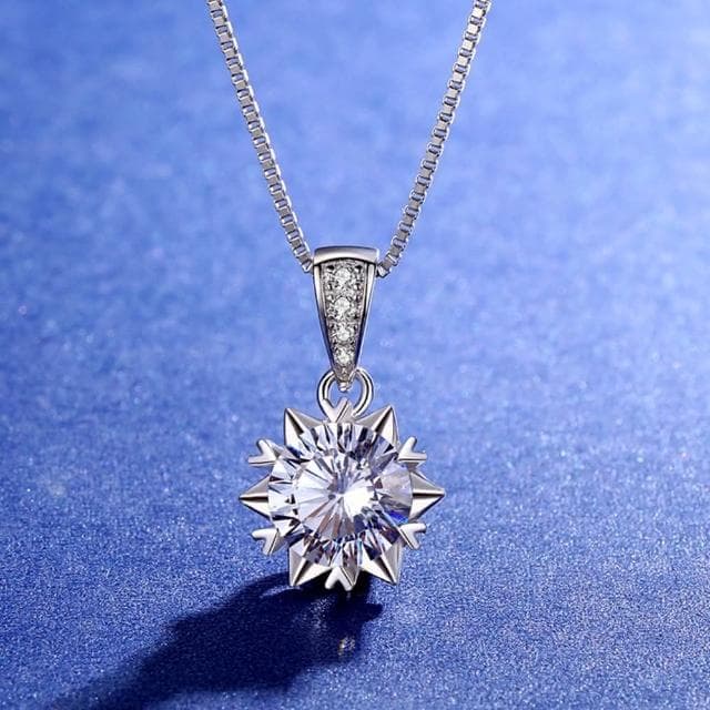 【米蘭精品】現貨+預購 莫桑鑽項鍊925純銀吊墜2ct雪花閃耀時尚聖誕節情人節生日禮物女飾品73yk87