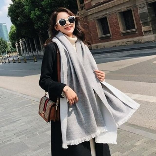 【米蘭精品】現貨+預購 圍巾仿羊絨披肩雙面純色時尚百搭女配件情人節生日聖誕節交換禮物73ub17