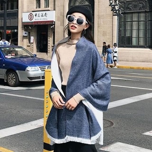 【米蘭精品】現貨+預購 圍巾仿羊絨披肩雙面純色時尚百搭女配件情人節生日聖誕節交換禮物73ub17