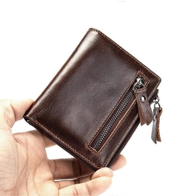 【米蘭精品】現貨+預購 短夾真皮錢包-RFID復古休閒牛皮男包包父親節情人節生日禮物2色74cb11