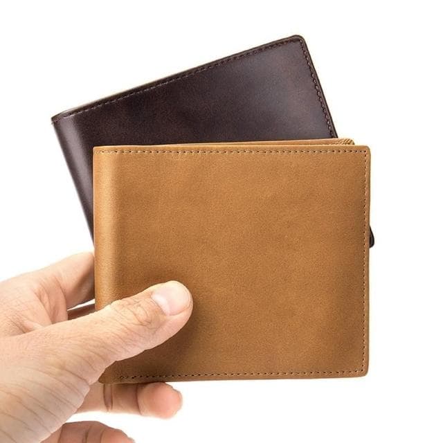 【米蘭精品】現貨+預購 短夾真皮錢包-RFID復古牛皮多卡位男包包父親節情人節生日禮物2色74cb20