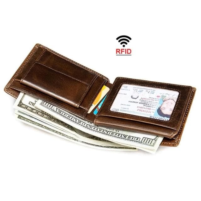 【米蘭精品】現貨+預購 短夾真皮錢包-RFID復古簡約牛皮男包包父親節情人節生日禮物2色74cb23