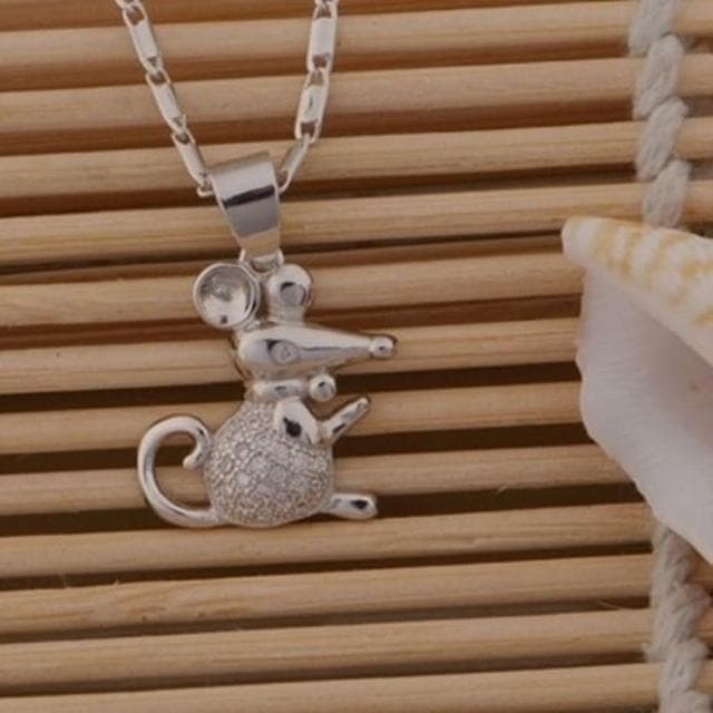 【米蘭精品】現貨+預購 鍍白金項鍊鑲鑽吊墜可愛小老鼠情人節生日聖誕節交換禮物女飾品73cy99