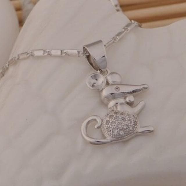 【米蘭精品】現貨+預購 鍍白金項鍊鑲鑽吊墜可愛小老鼠情人節生日聖誕節交換禮物女飾品73cy99