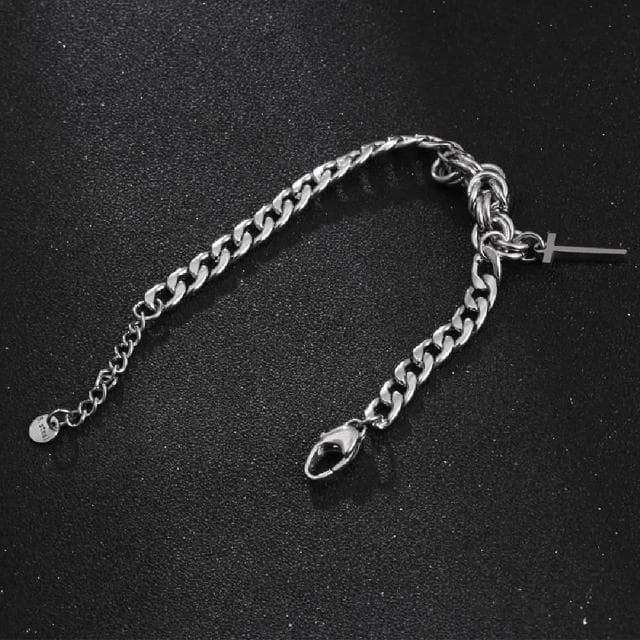 【米蘭精品】現貨+預購 鈦鋼手鍊鈦鋼手鏈十字架鏈條拼接疊帶男女飾品父親節情人節聖誕節交換禮物74fl12