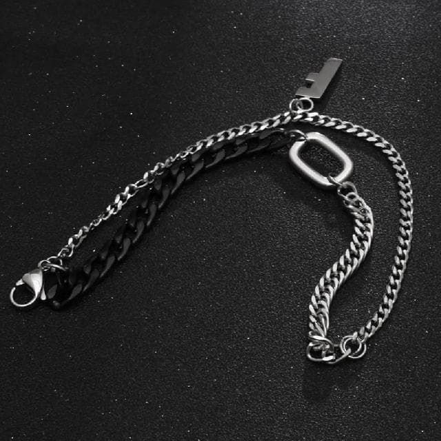 【米蘭精品】現貨+預購 鈦鋼手鍊鈦鋼手鏈拼色雙層字母F個性情侶飾品聖誕節交換禮物74fl23