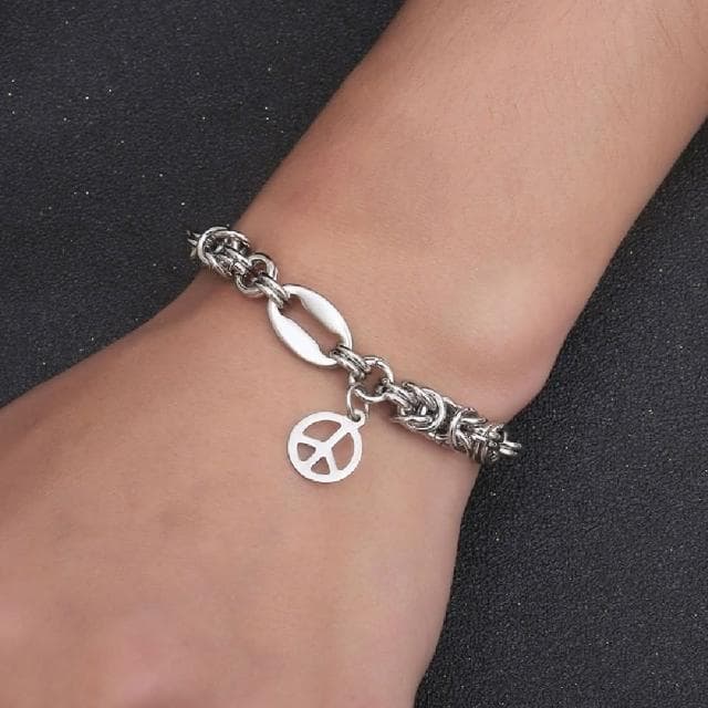 【米蘭精品】現貨+預購 鈦鋼手鍊鈦鋼手鏈和平吊墜個性街頭男女飾品父親節情人節聖誕節交換禮物74fl26