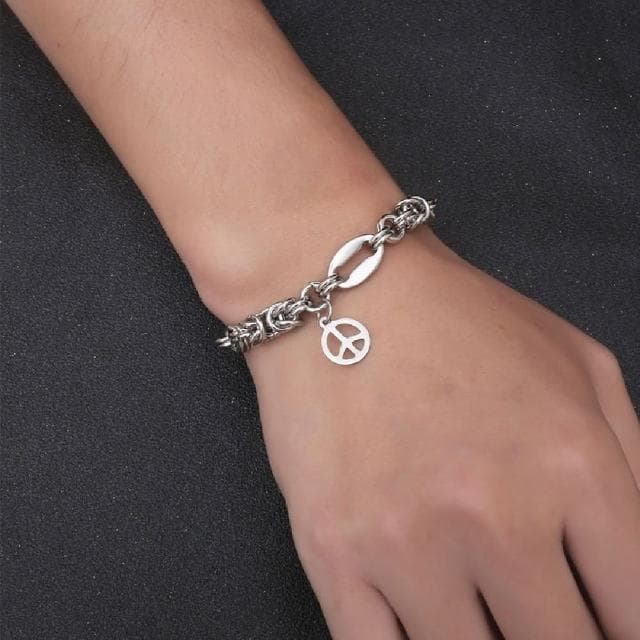 【米蘭精品】現貨+預購 鈦鋼手鍊鈦鋼手鏈和平吊墜個性街頭男女飾品父親節情人節聖誕節交換禮物74fl26