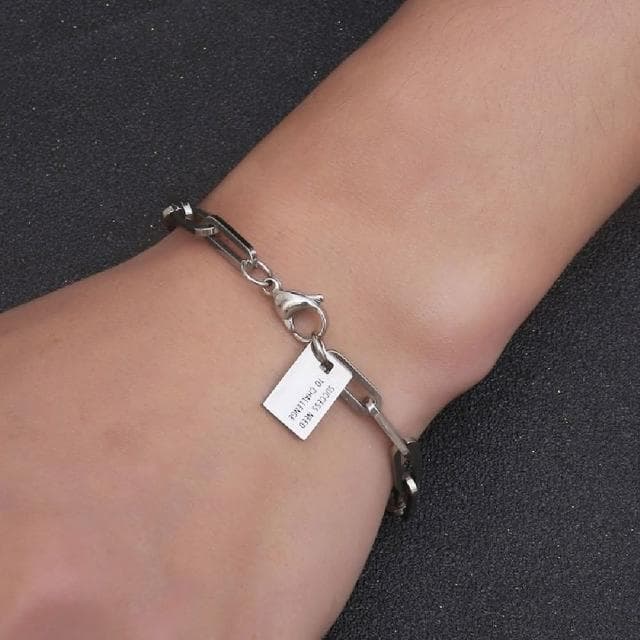 【米蘭精品】現貨+預購 鈦鋼手鍊鈦鋼手鏈回形鍊個性字母吊牌情侶飾品聖誕節交換禮物74fl5