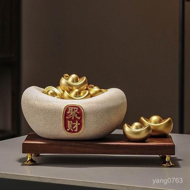 熱銷 辦公室元寶聚寶盆擺件招財聚財客廳玄關屏風酒櫃裝飾開業喬遷禮物 招財 招財擺飾 擺飾 聚寶盆 招財擺件