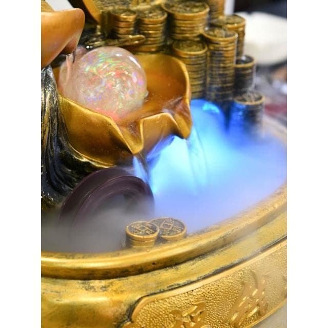 擺件 招財水車風水輪流水生財迴圈水擺件開業禮物聚寶盆發財樹球搖錢樹