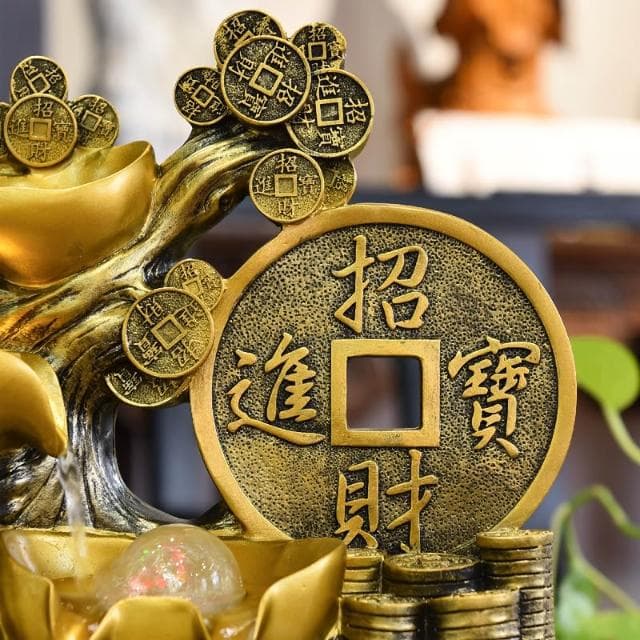 招財水車風水輪流水生財迴圈水擺件開業禮物聚寶盆發財樹球搖錢樹