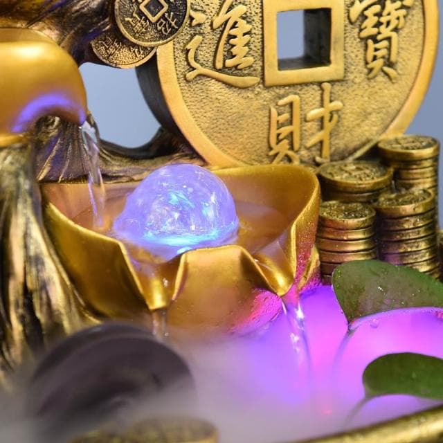 招財水車風水輪流水生財迴圈水擺件開業禮物聚寶盆發財樹球搖錢樹