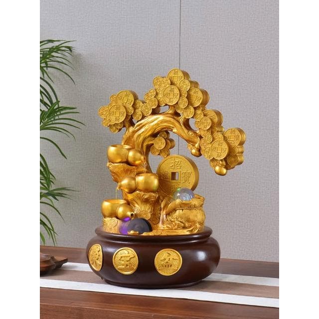 招財進寶流水擺件迴圈水裝飾風水輪噴泉客廳辦公室景觀開業禮物