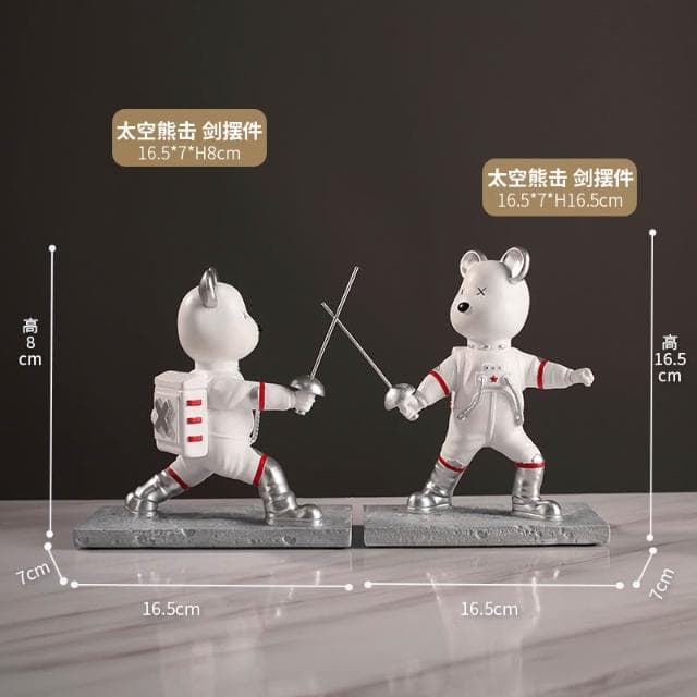 宇航小熊擺件太空人擊劍現代可愛童趣家居書房桌面裝飾品生日禮物