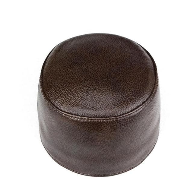 【巴黎精品】現貨+預購 盆帽水桶帽真皮皮帽復古民族平頂牛皮交換禮物聖誕禮物送禮男女帽子2色v1at22