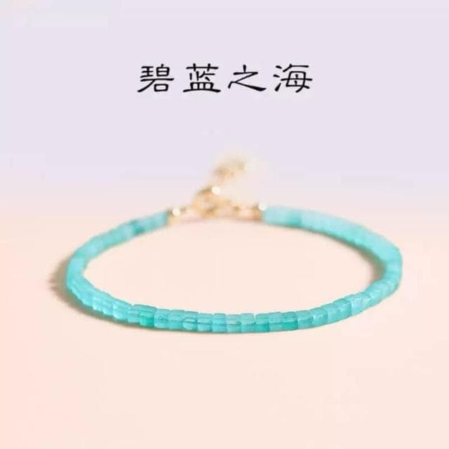 【開運堂】碧藍之海 ２ｍｍ極細天河石細小手鍊女生簡約可愛手繩學生生日禮物情人節禮物聖誕節****情侶閨密