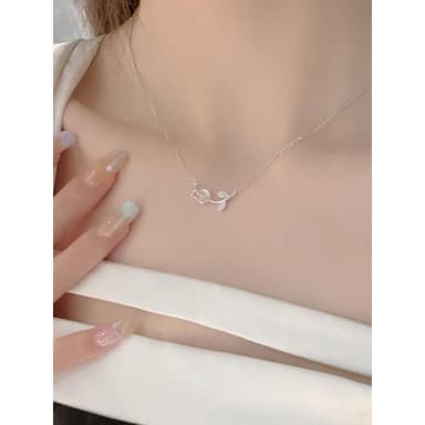 999純銀玉髓鬱金香項鏈女新款配飾輕奢小眾生日情人節禮物送女友