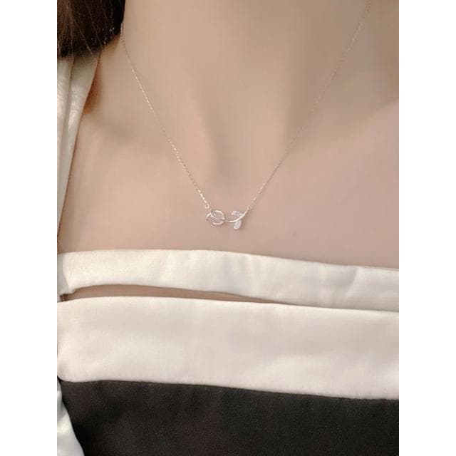 999純銀玉髓鬱金香項鏈女新款配飾輕奢小眾生日情人節禮物送女友