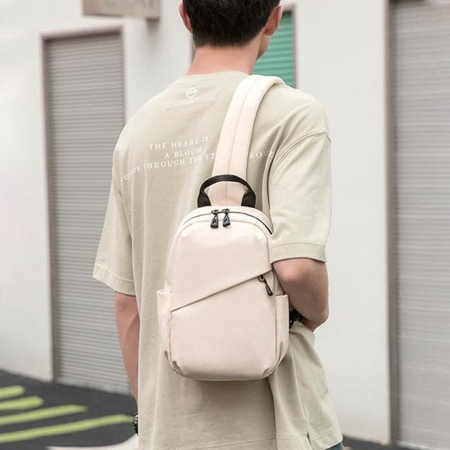 【LEESA】休閒運動包\尼龍單肩包\日系胸包\黑色包包\包包\胸包\斜背包\手提包\小包包\手提胸包\尼龍包\男生生日禮物