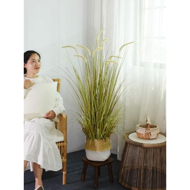 仿真綠植狗尾巴草假蘆葦草落地盆栽裝飾盆景室內客廳植物造景擺件