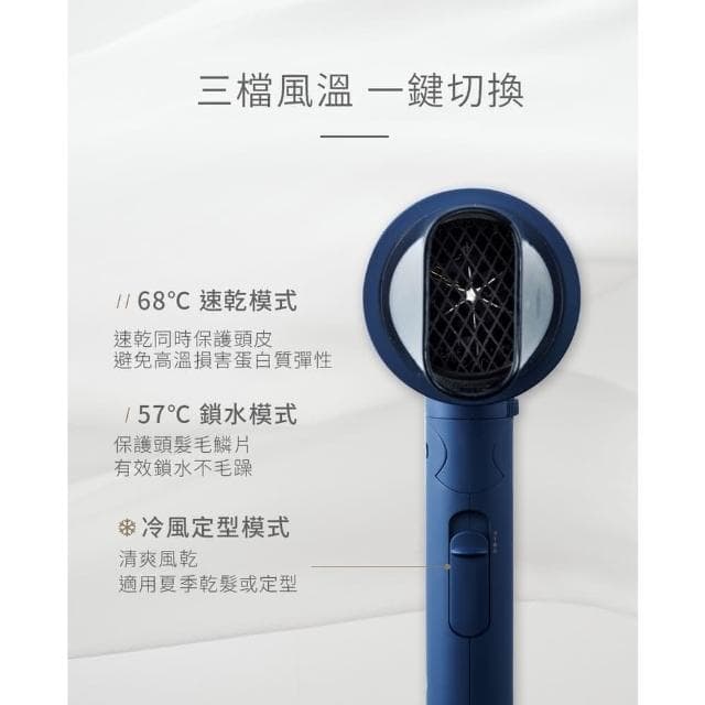 【SOLAC】無風段生物陶瓷負離子吹風機 SHD-508 (恆溫護髮 速乾不傷髮 折疊收納 自調風量__Kimi極美職人推薦)