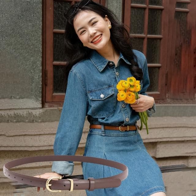【LEESA】真皮腰帶\皮帶女\腰帶\復古皮帶\精品皮帶\牛皮皮帶\女款皮帶\細腰帶\細皮帶\皮具\韓國皮帶\白色皮帶\禮物