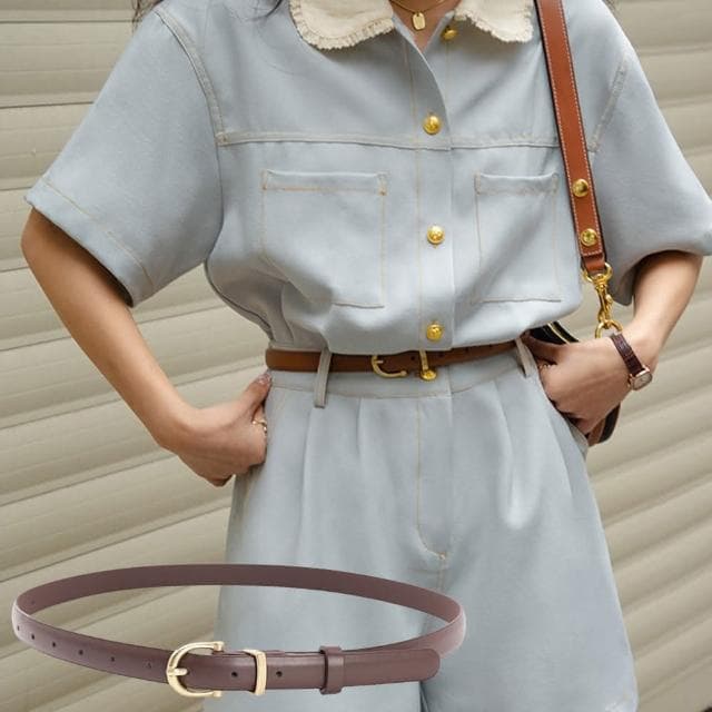 【LEESA】真皮腰帶\皮帶女\腰帶\復古皮帶\精品皮帶\牛皮皮帶\女款皮帶\細腰帶\細皮帶\皮具\韓國皮帶\白色皮帶\禮物