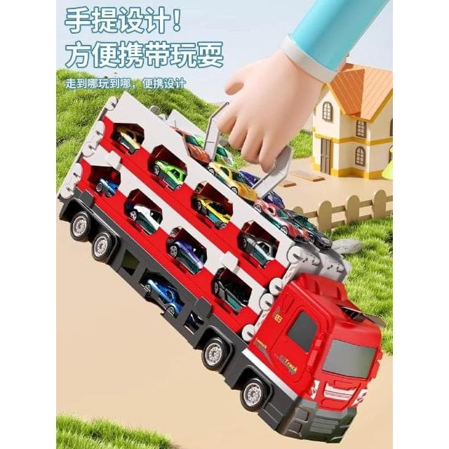 兒童變形汽車玩具彈射軌道車男孩生日禮物合金大貨車折疊卡車3歲1