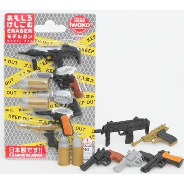 【iwako】手槍造型 橡皮擦 ER-BRI035 場景 家家酒 仿真 紙卡 組合 送禮療癒小物 造型橡皮擦