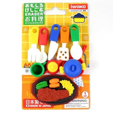 【iwako】餐具 廚房 組合 造型 橡皮擦 ER-981028 場景 家家酒 仿真 紙卡 組合 送禮療癒小物 造型橡皮擦