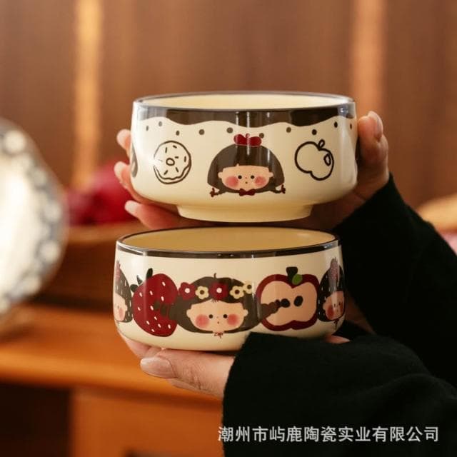 復古女孩陶瓷餐具套裝家用飯碗盤子喬遷新婚禮物特別的生日禮物女