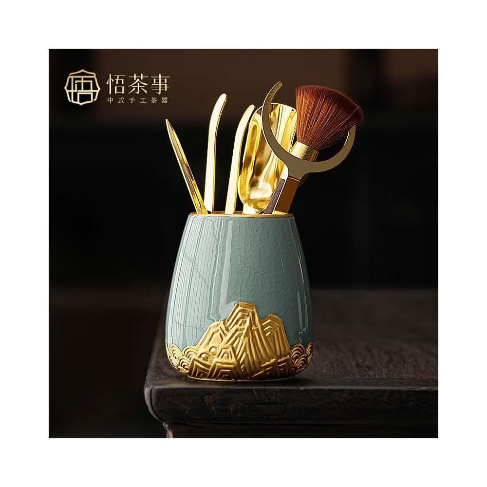 揮揮輕奢百貨 悟茶事茶道六君子套裝 中式高檔茶台桌泡茶工具 茶刀茶夾刷配件大全