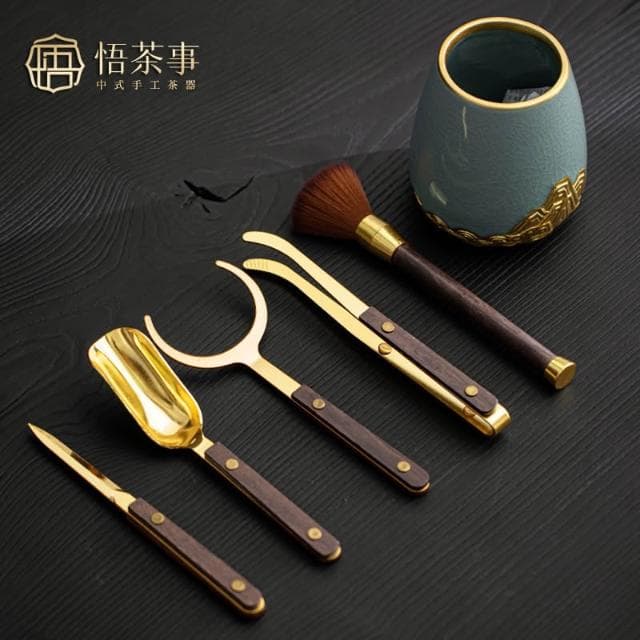 揮揮輕奢百貨 悟茶事茶道六君子套裝 中式高檔茶台桌泡茶工具 茶刀茶夾刷配件大全