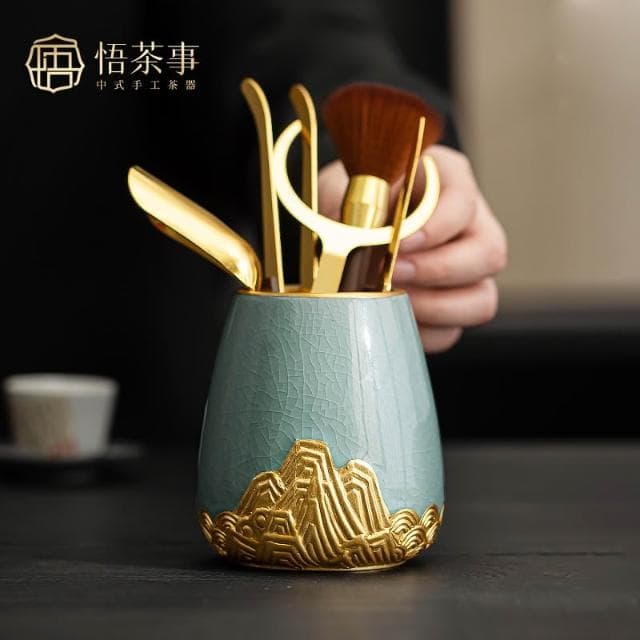 揮揮輕奢百貨 悟茶事茶道六君子套裝 中式高檔茶台桌泡茶工具 茶刀茶夾刷配件大全