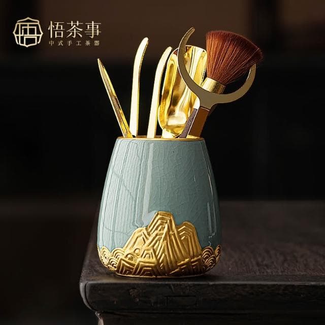 揮揮輕奢百貨 悟茶事茶道六君子套裝 中式高檔茶台桌泡茶工具 茶刀茶夾刷配件大全