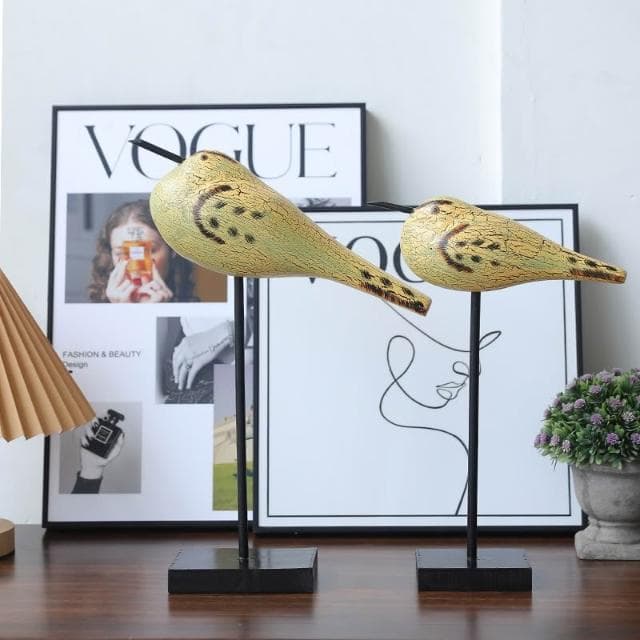 現代簡約套二裂紋鳥擺件家居飾品客廳電視櫃玄關喬遷新居禮物禮品