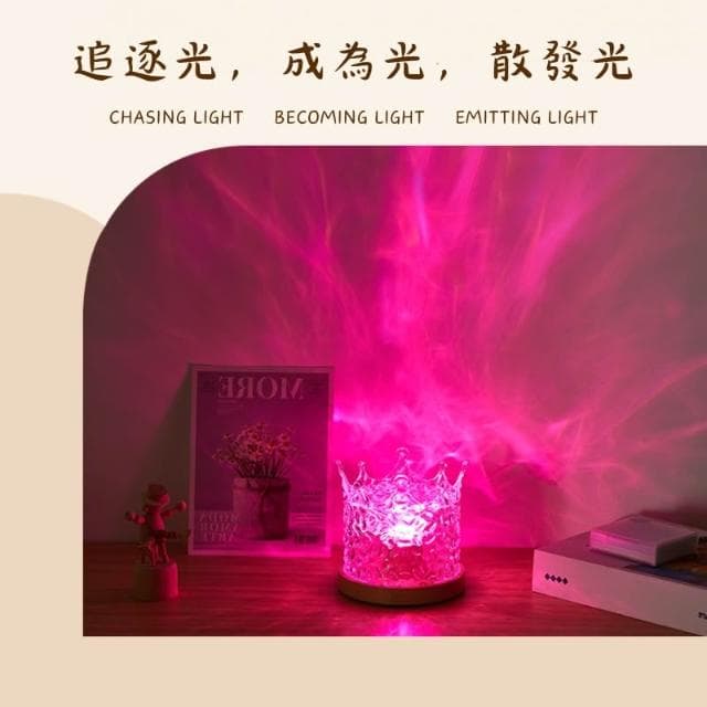 水波紋燈 氛圍燈 氣氛燈 投影燈 水紋燈 裝飾燈 夜燈 床頭 日落燈 旋轉 LED 生日禮物 畢業禮物 拍照  攝影燈 拍照 房間 臥室